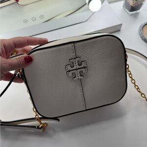 Tory Burch Cream Leather Crossbody Bag